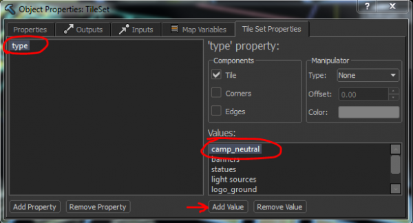 Categories can be added or removed with the properties tab.